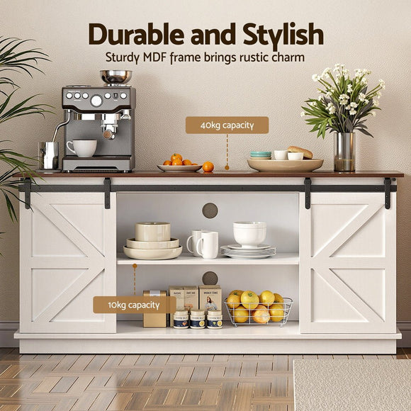 Artiss Buffet Sideboard Storage Cabinet Kitchen Cupboard Sliding Doors White - RnR Galore