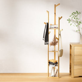 Artiss Clothes Rack Airer Coat Stand 9 Hooks Bamboo - RnR Galore