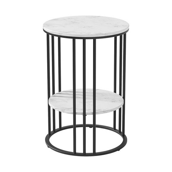 Artiss Coffee Table 2 - Tier Round Marble Effect - RnR Galore