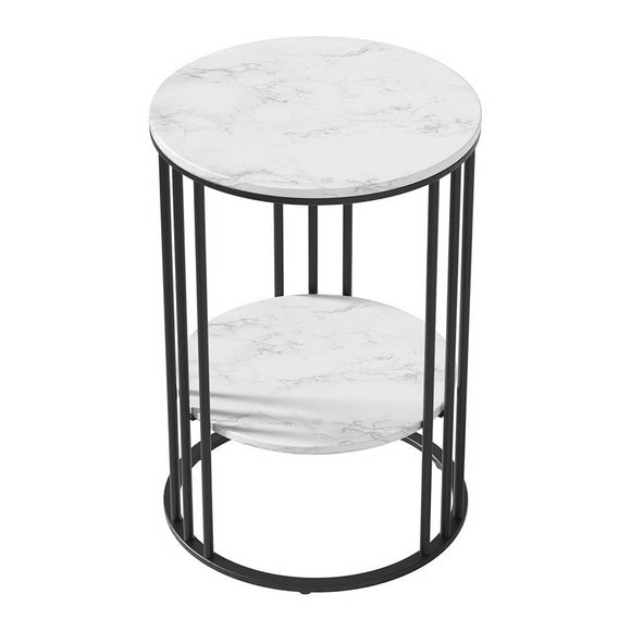 Artiss Coffee Table 2 - Tier Round Marble Effect - RnR Galore