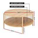 Artiss Coffee Table 2 - Tier Round Wood - RnR Galore
