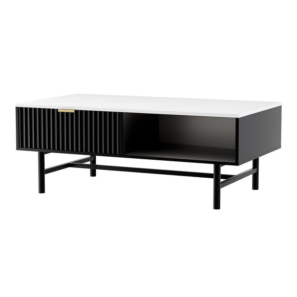 Artiss Coffee Table Drawer Storage Shelf Black - RnR Galore