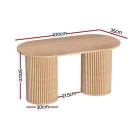 Artiss Coffee Table Oval 100CM Pine Samuel - RnR Galore