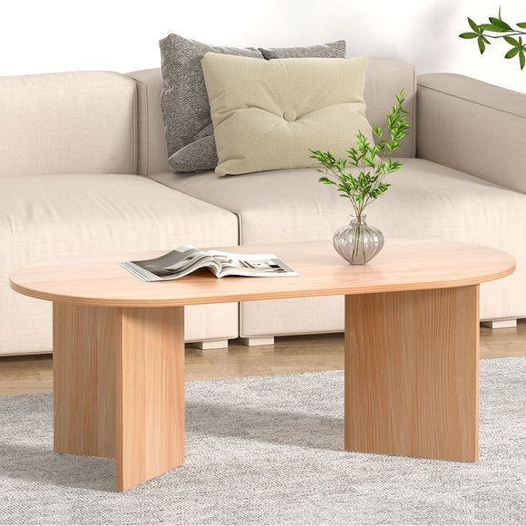 Artiss Coffee Table Oval 110CM Pine Alva - RnR Galore