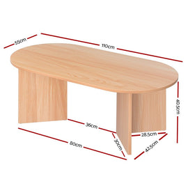 Artiss Coffee Table Oval 110CM Pine Alva - RnR Galore