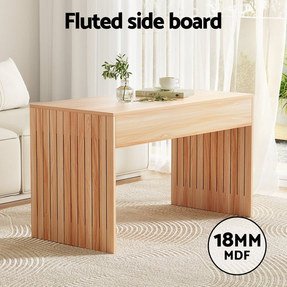 Artiss Coffee Table Rectangle Fluted Side 100CM - RnR Galore