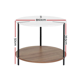 Artiss Coffee Table Side Table Round White Cedric - RnR Galore