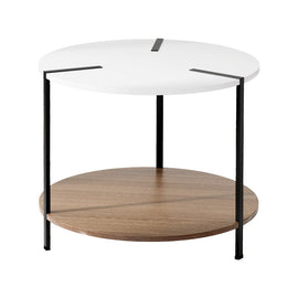 Artiss Coffee Table Side Table Round White Cedric - RnR Galore