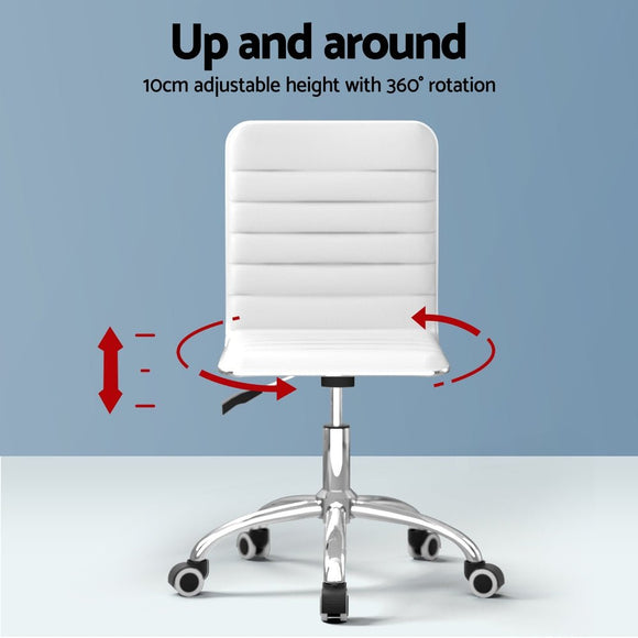 Artiss Computer Desk 120cm Executive Office Chairs Set PU Leather Low Back White - RnR Galore
