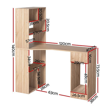 Artiss Computer Desk Bookshelf Drawer Cabinet Oak 120CM - RnR Galore