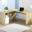 Artiss Computer Desk Drawer Cabinet L - Shape Oak 136CM - RnR Galore