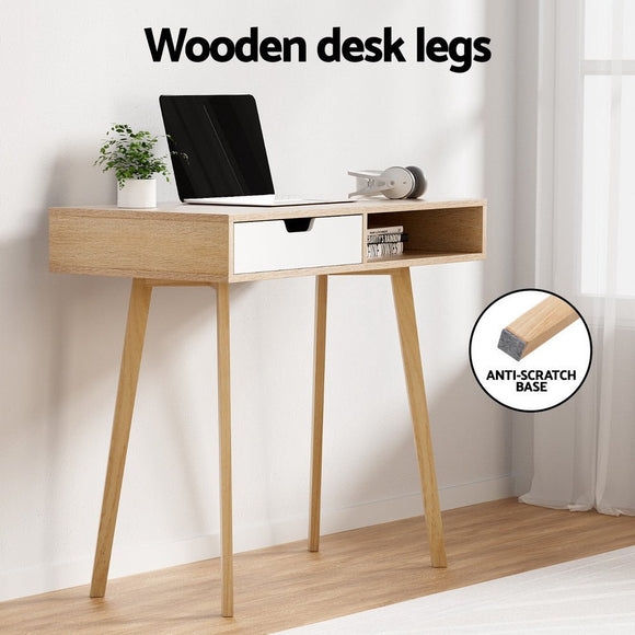 Artiss Computer Desk Drawer Cabinet Shelf Oak 90CM - RnR Galore