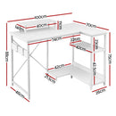 Artiss Computer Desk L - Shape Home Office Study Table Open Shelves White 100CM - RnR Galore