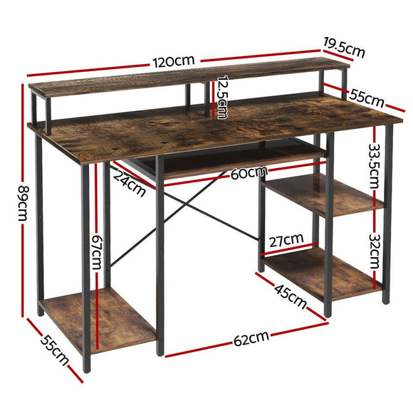 Artiss Computer Desk Laptop Desks Home Office Study Table Open Shelf Brown 120CM - RnR Galore
