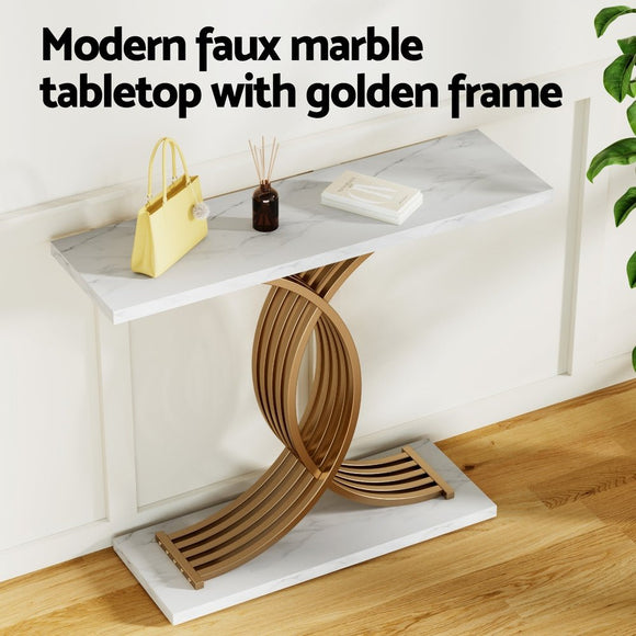Artiss Console Table Marble Effect White&Gold - RnR Galore