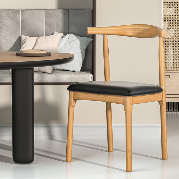Artiss Dining Chair Rubber Wood Leather Seat Black - RnR Galore