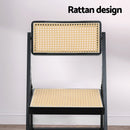 Artiss Dining Chair Wooden Rattan Foldable Black - RnR Galore
