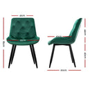 Artiss Dining Chairs Set of 2 Velvet Diamond Tufted Green - RnR Galore
