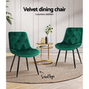 Artiss Dining Chairs Set of 2 Velvet Diamond Tufted Green - RnR Galore
