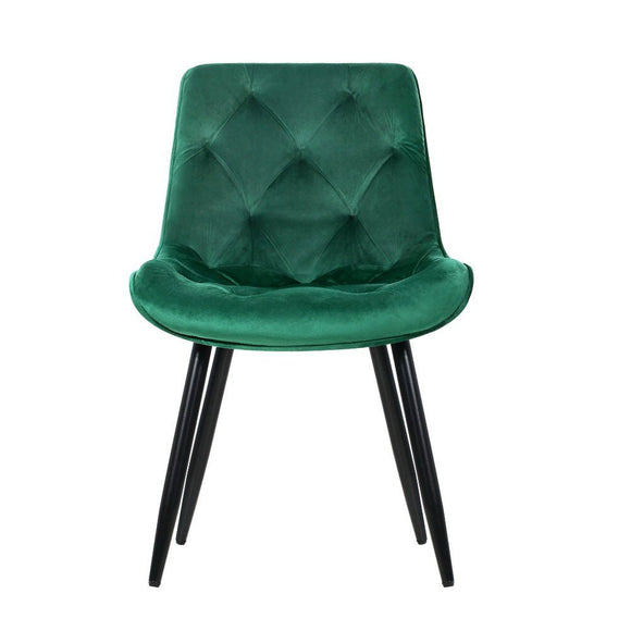Artiss Dining Chairs Set of 2 Velvet Diamond Tufted Green - RnR Galore