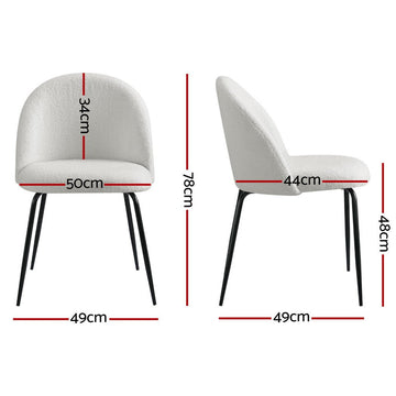 Artiss Dining Chairs Set of 4 Sherpa Boucle White - RnR Galore