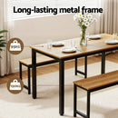 Artiss Dining Table and Chairs Set 3PCS Kitchen Metal Desk Bench Natural Oak - RnR Galore