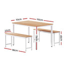Artiss Dining Table and Chairs Set 3PCS Metal Desk Bench Sets Kitchen Furniture - RnR Galore