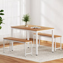 Artiss Dining Table and Chairs Set 3PCS Metal Desk Bench Sets Kitchen Furniture - RnR Galore