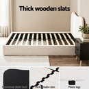 Artiss Double Bed Frame and Bedside Table Set Boucle Beige with Headboard Black Nightstand - RnR Galore