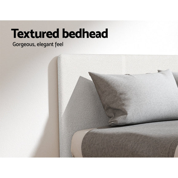 Artiss Double Bed Frame and BedStory Hybrid Mattress Bundle with Headboard White - RnR Galore