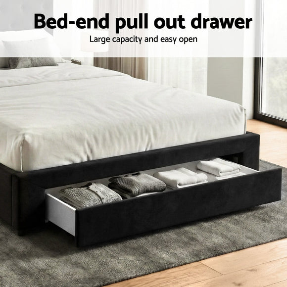 Artiss Double Bed Frame Storage Charging Station Upholstered 3 Drawers USB Type - C - RnR Galore