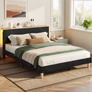 Artiss Double Bed Frame Upholstered Adjustable Headboard Mood Lighting Heavy Duty Black Velvet - RnR Galore