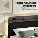 Artiss Double Bed Frame Upholstered Adjustable Headboard Mood Lighting Heavy Duty Black Velvet - RnR Galore