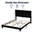 Artiss Double Bed Frame Upholstered Platform Base with Geometric Headboard Black Velvet - RnR Galore