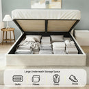 Artiss Double Bed Frame with Gaslift Storage Wooden Platform Mattress Base Boucle Upholstered White - RnR Galore