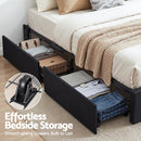 Artiss Double Bed Frame with Storage Drawers RGB Lights Charging Station Upholstered Fabric - RnR Galore