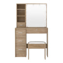 Artiss Dressing Table Set Stool 10 Led Bulbs Wood - RnR Galore