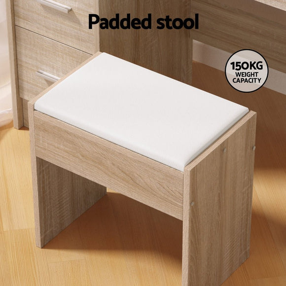 Artiss Dressing Table Set Stool 10 Led Bulbs Wood - RnR Galore