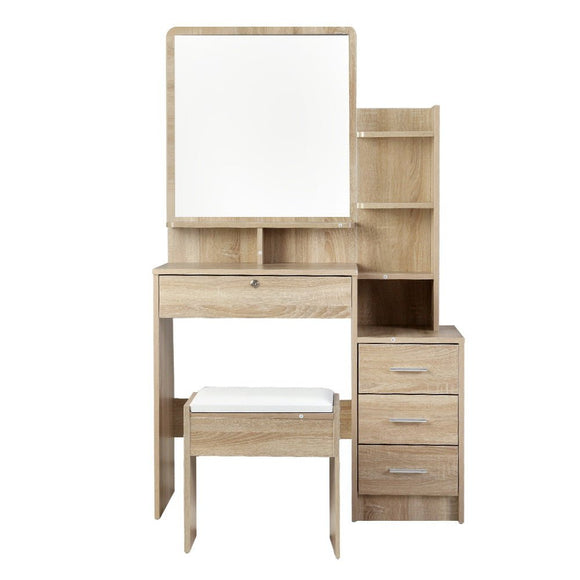 Artiss Dressing Table Stool Set 4 Drawers Oak - RnR Galore