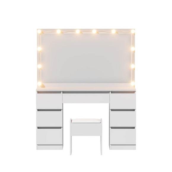 Artiss Dressing Table Vanity Desk Set Stool 12 Led Bulbs White - RnR Galore