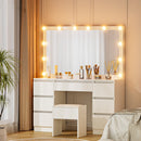 Artiss Dressing Table Vanity Desk Set Stool 12 Led Bulbs White - RnR Galore