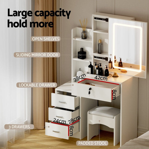Artiss Dressing Table Vanity Desk Set Stool Led White - RnR Galore