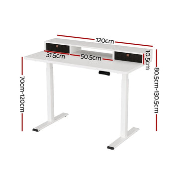 Artiss Electric Standing Desk Dual Motor Office Table With Shelf Drawer120CM - RnR Galore