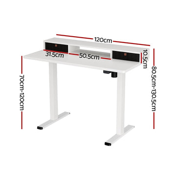 Artiss Electric Standing Desk with Storage Shelf Drawer Office Table 120CM - RnR Galore