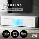 Artiss Entertainment Unit TV Cabinet LED 130cm White Angus - RnR Galore