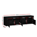 Artiss Entertainment Unit TV Cabinet LED 180cm Black Bobi - RnR Galore