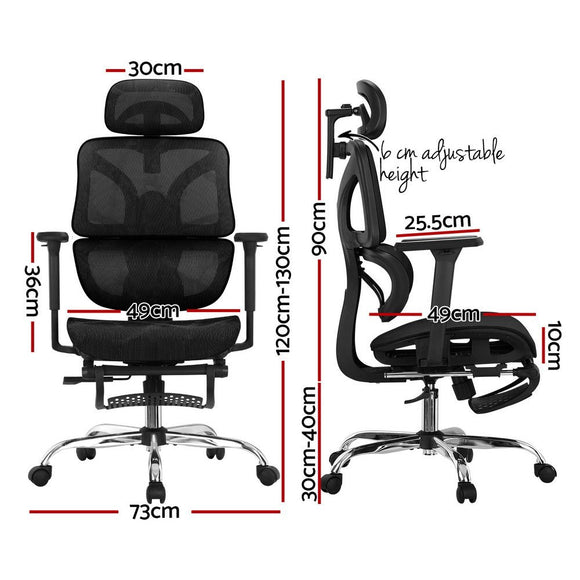Artiss Ergonomic Office Chair Footrest Black - RnR Galore