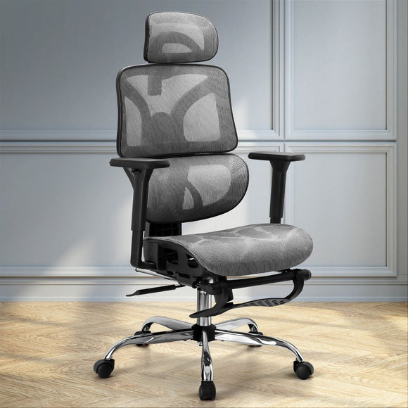 Artiss Ergonomic Office Chair Footrest Grey - RnR Galore