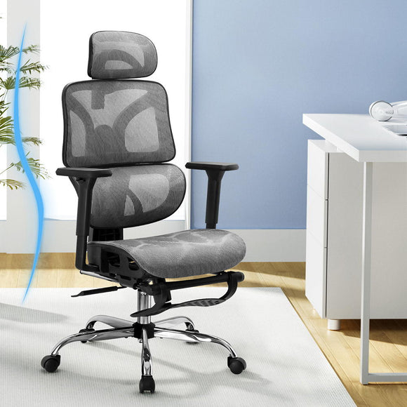 Artiss Ergonomic Office Chair Footrest Grey - RnR Galore