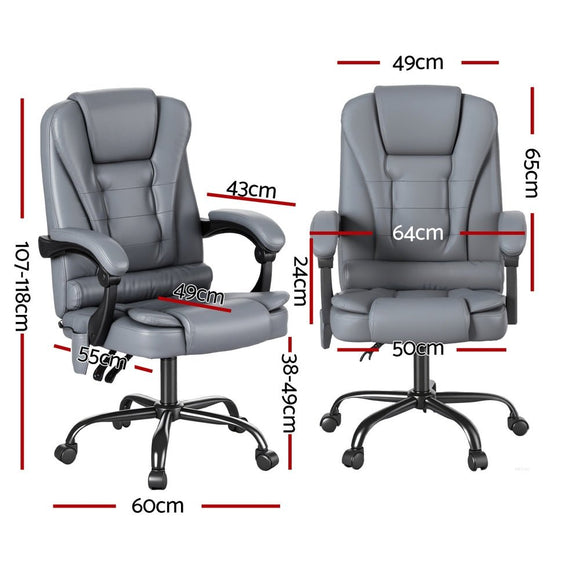 Artiss Executive Office Chair 4 - Point Massage Adjustable Ergonomic Recline PU - RnR Galore